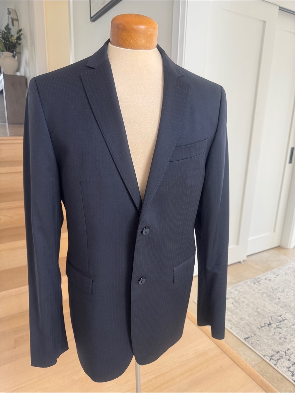 Pal Zilerri Lab Navy Blue Pinstriped Blazer Sport Jacket size 52R